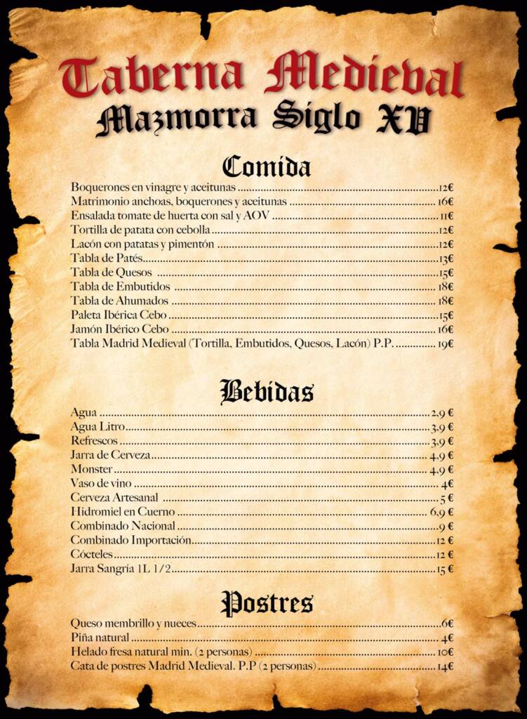 Comida, bebidas y postres