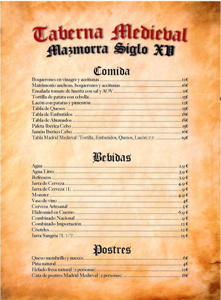 Comida, Bebida y postres